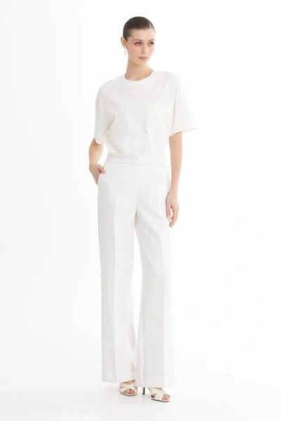 Gizia Ecru Tailored Straight-leg Pants In White