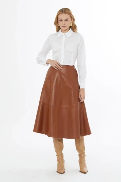 Gizia Flared Skirt With Back Zipper Closure In Brown