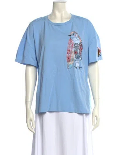 Pre-owned Gizia Graphic Print Crew Neck T-shirt In Blue