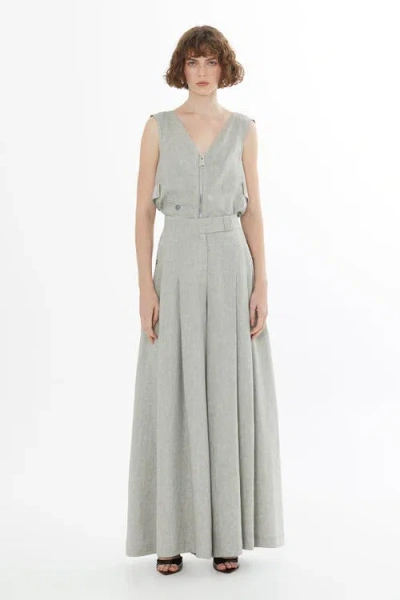 Gizia Green Belted Wide-leg Linen Trousers