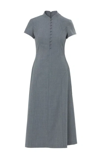 Gizia Maxi Dress With Metal Zipper At Neckline In Gray