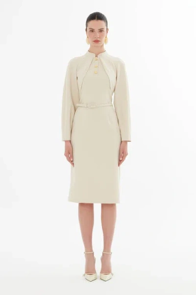 Gizia Midi Dress With Bolero Look And Belt In Neutral