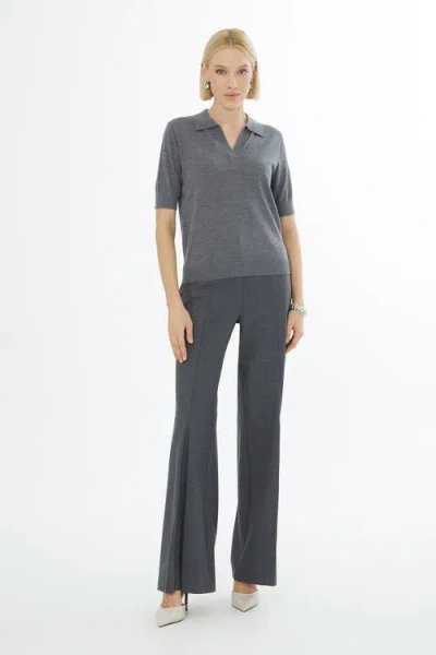 Gizia Off-shoulder Knit Sweater In Gray