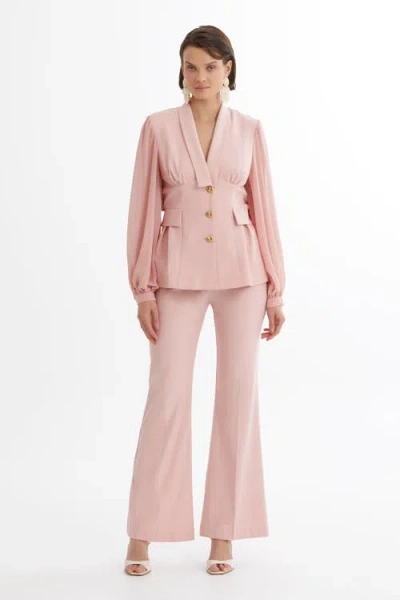 Gizia Orange V-neck Suit Set In Pink
