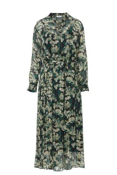 Gizia Patterned Dress With Belt And Mandarin Collar In Multi