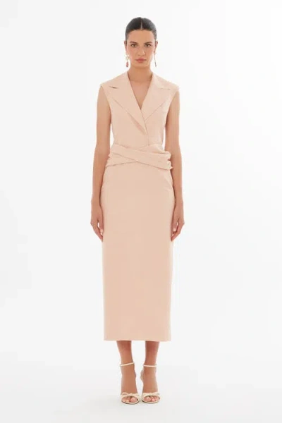 Gizia Pink Shoulder Padded Maxi Dress