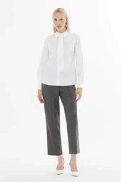 Gizia Printed Shirt With Tie-neck Detail In White
