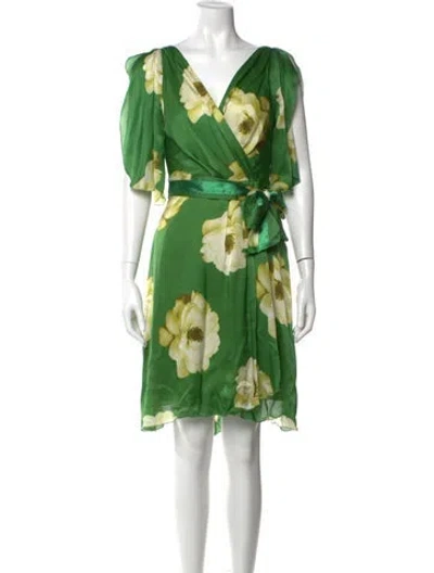 Pre-owned Gizia Silk Mini Dress In Green