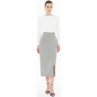 Gizia Skirt With Front Slit, Pockets And Belt Detail In Gray