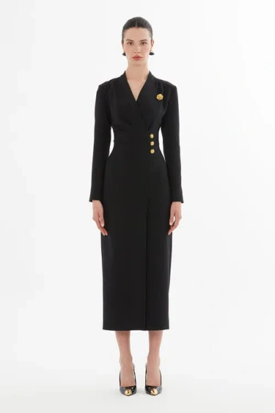 Gizia Wrap Dress With Front Slit In Black