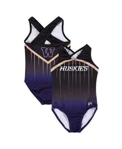 Gk Elite Kids' Big Boys And Girls Black Washington Huskies Elite Replica Leotard