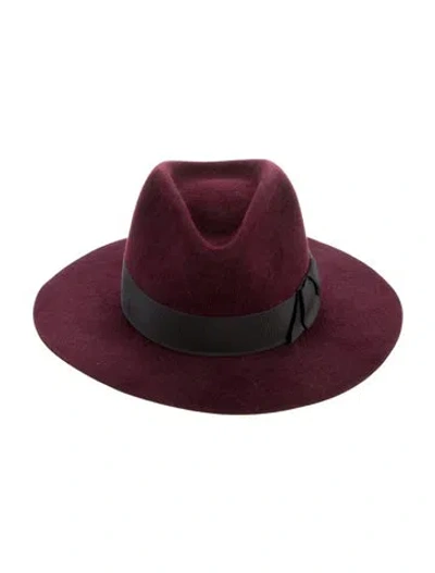 Pre-owned Gladys Tamez Suede Fedora Hat In Burgundy