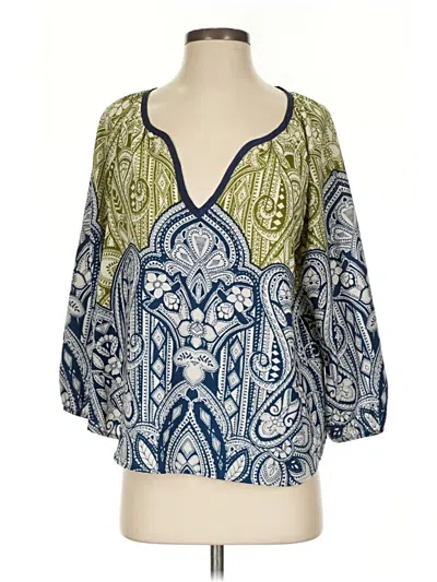 Pre-owned Glam 3/4 Sleeve Blouse In Blue