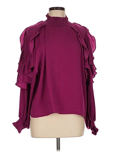 Pre-owned Glam 3/4 Sleeve Blouse In Burgundy