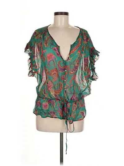 Pre-owned Glam 3/4 Sleeve Blouse In Green