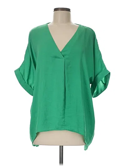 Pre-owned Glam 3/4 Sleeve Blouse In Green