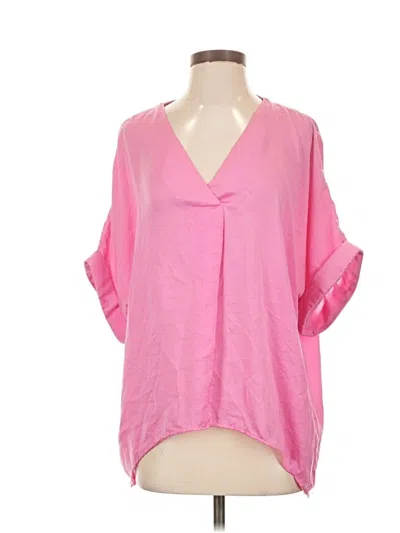 Pre-owned Glam 3/4 Sleeve Blouse In Pink