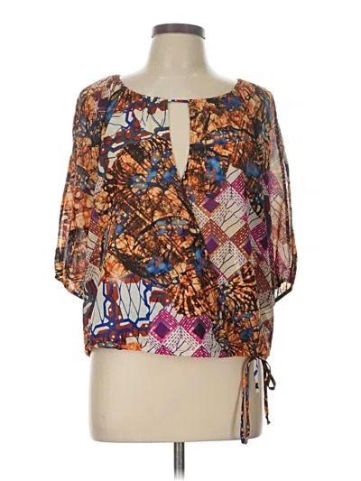 Pre-owned Glam 3/4 Sleeve Blouse In Purple