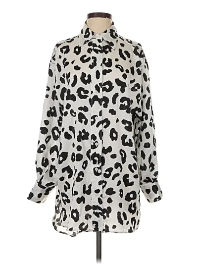 Pre-owned Glam 3/4 Sleeve Blouse In Silver