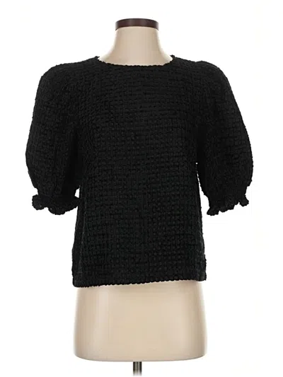 Pre-owned Glam 3/4 Sleeve Top Black Square Neckline Tops