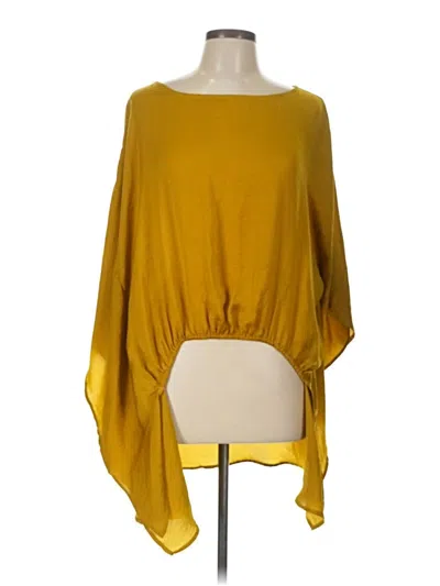 Pre-owned Glam 3/4 Sleeve Top Yellow Cowl Neck Tops
