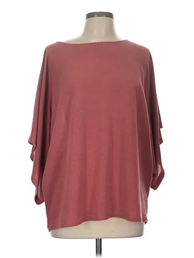 Pre-owned Glam 3/4 Sleeve T-shirt In Burgundy