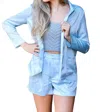 GLAM ALL OF THE LIGHTS BLAZER IN BABY BLUE