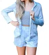Glam All The Lights Blazer Jacket In Baby Blue In Blue