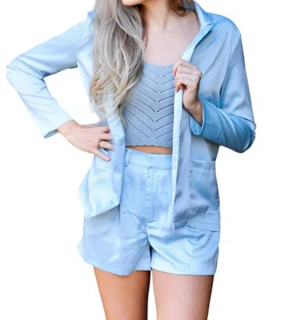 Glam All Of The Lights Blazer In Baby Blue