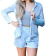 Glam All The Lights Blazer Jacket In Baby Blue In Blue