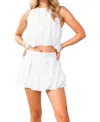 Glam Amanda Balloon Top & Skort Set In White In White