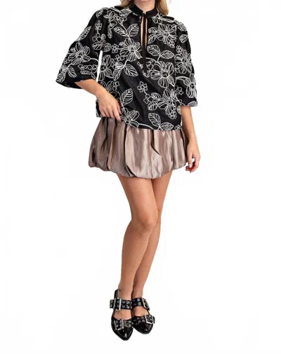 Glam Anflo Floral Top In Black In Multi