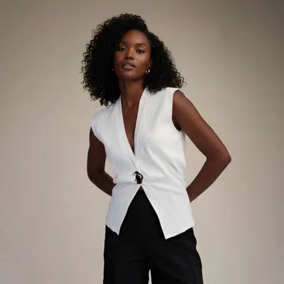 Glam Avery V-neck Vest In Ivory In Gray