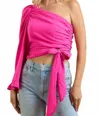Glam Barbie One Shoulder Blouse In Pink