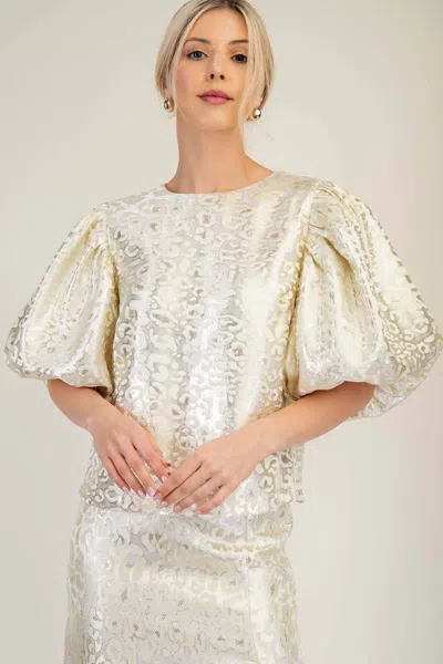Glam Blair Puff Sleeve Blouse In Cream In Gold