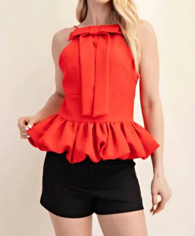 Glam Bow Balloon Top In Red