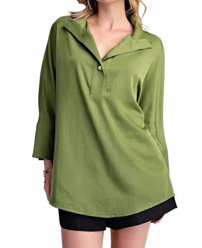 Glam Candlelight Dolman Sleeves With Wide Cuffs Blouse In Green