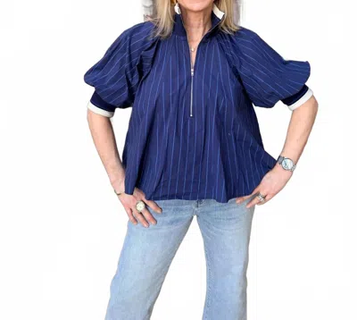 Glam Cascade Blouse In Blue