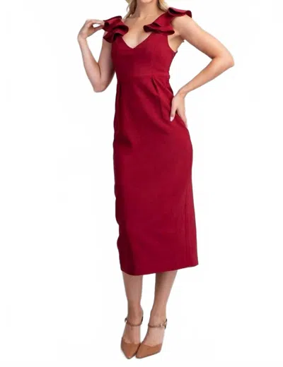 Glam Charm Midi Dress In Crimson