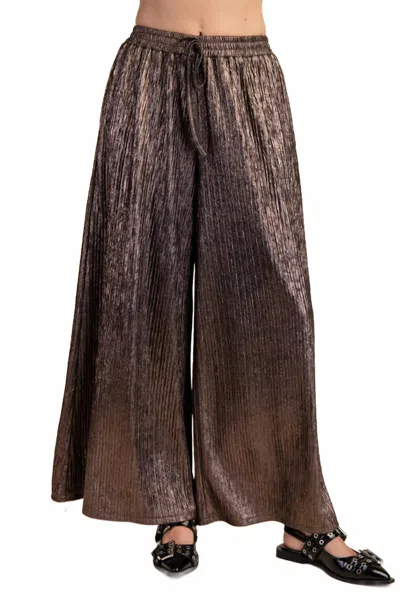 Glam Charmed Wide Leg Pants In Bronze In Brown