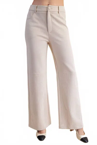 Glam Claire Straight-leg Suede Pants In Cream In White