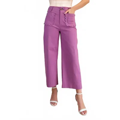 Glam Colette Wide Leg Scallop Pocket Pant In Lilac In Blue
