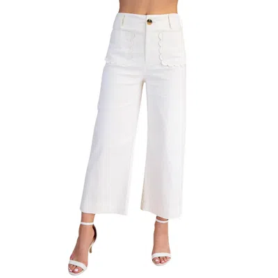 Glam Colette Wide-leg Scallop Pocket Pants In White