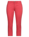Glam Cristinaeffe Woman Pants Coral Size 27 Cotton, Elastane In Red