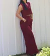 Glam Cropped Vest & Pants Set In Burgundy