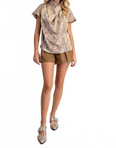 Glam Diamond District Short Sleeve Top In Mocha In Brown