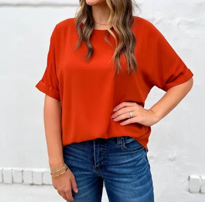 Glam Dolman High Low Top In Apricot In Red