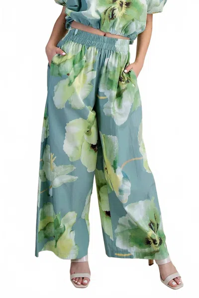Glam Estate Garden Palazzo Pants In Sage In Multi