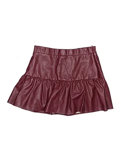 Pre-owned Glam Faux Leather Skirt In Burgundy