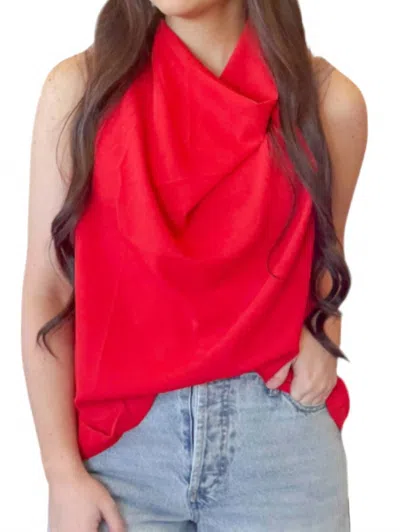 Glam Fever Cowlneck Shirt In Scarlet In Red